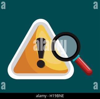 warning symbol and search graphic isolaed Stock Vector