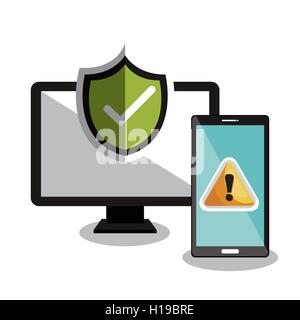 technology warning and checkmark design Stock Vector