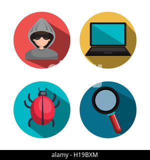 set collection virus hacked system Stock Vector