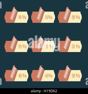 Set stickers discounts, vector illustration. Stock Vector