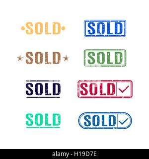 A set of stamps sold, vector illustration. Stock Vector
