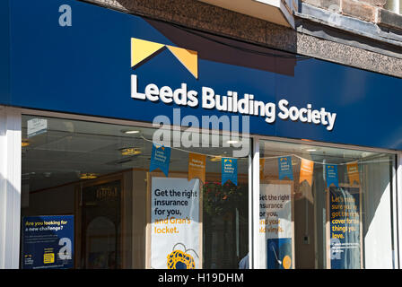 Leeds Building Society signage sign branch exterior Harrogate North Yorkshire England UK United Kingdom GB Great Britain Stock Photo