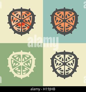 Vector outline vegetable slice food icon with watercolor fill. Elements for mobile concepts and web apps. Modern infographic. Stock Vector