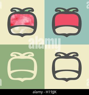 Vector outline radish food icon with watercolor fill. Elements for mobile concepts and web apps. Modern infographic logo. Stock Vector
