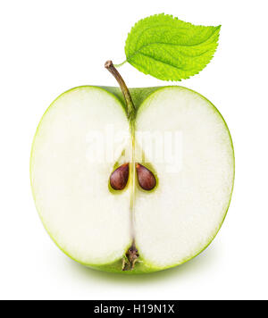 One half of the sliced green apple isolated on a white background clipping path Stock Photo