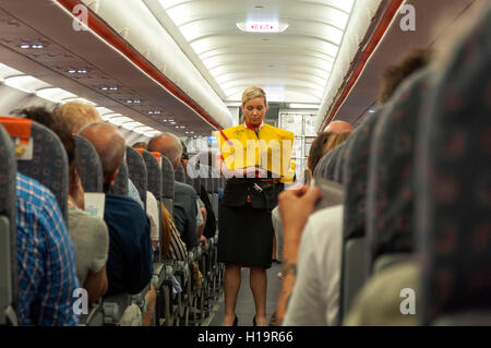 Easyjet flight safety demonstration Stock Photo