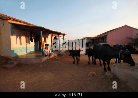 Village settlement, Lahariya Village, Kutch District, Gujrat, India Stock Photo