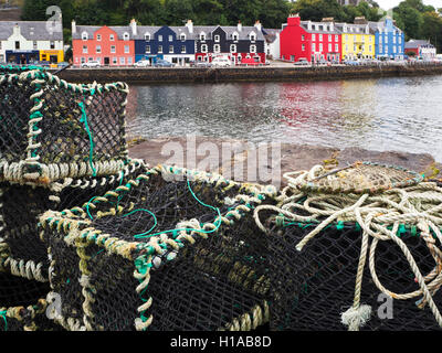 Lobster Pots at the Harbour Tobermory Isle of Mull Argyll and Bute Scotland Stock Photo