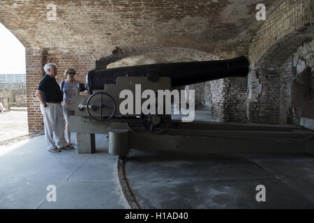 Charleston, SC, USA. 18th Sep, 2016. Visitors at Fort Sumter National Historic Site where the Civil War began in 1861. The fort is part of the U.S. National Park system and is in critical need of repair, Park Service officials admit. On the 100th anniversary of the national parks, they, like their state counterparts, are in dire straits ''” more than $12 billion behind in maintenance and operating on a $3 billion budget. National parks nationwide brought in 307 million visitors in 2015 and generated $32 billion in economic activity, according to the federal Department of the Interior.Natio Stock Photo