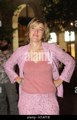 Athens, Greece. 22nd Sep, 2016. The protagonist of the film ''La Pazza Goia'' Valeria Bruni Tedeschi attends at the premiere in Athens. Credit:  Aristidis Vafeiadakis/ZUMA Wire/Alamy Live News Stock Photo