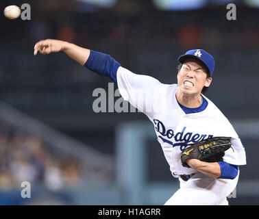 Los Angeles, California, USA. 21st Sep, 2016. Kenta Maeda (Dodgers) MLB : Kenta Maeda of the Los Angeles Dodgers pitches during the Major League Baseball game against the San Francisco Giants at Dodger Stadium in Los Angeles, California, United States . © AFLO/Alamy Live News Stock Photo