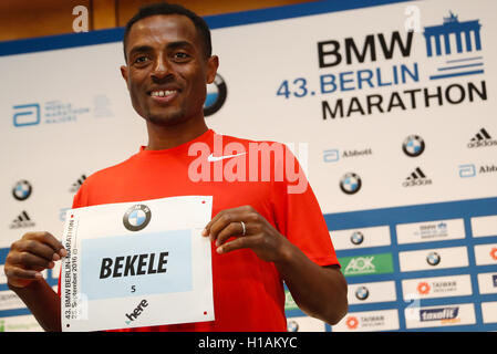 Berlim, Germany. 23rd Sep, 2016. Kenenisa Bekele (ETH) during the press conference of the Berlin Marathon, held at the Hotel Intercontinental in Berlin Be. Credit:  Fernanda Paradizo/FotoArena/Alamy Live News Stock Photo