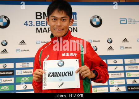 Berlim, Germany. 23rd Sep, 2016. Yuki Kawauchi (JPN) during the press conference of the Berlin Marathon, held at the Hotel Intercontinental in Berlin Be. Credit:  Fernanda Paradizo/FotoArena/Alamy Live News Stock Photo