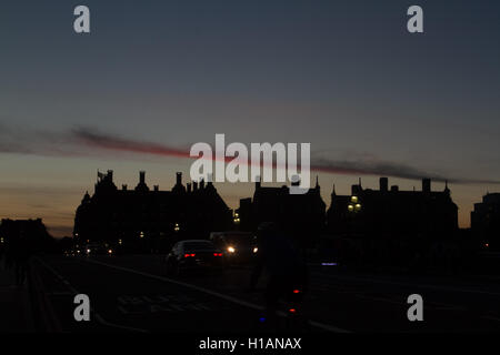 London, UK. 23rd September 2016. Portcullis House buildings silhouetted against a beautiful autumn sunset Credit:  amer ghazzal/Alamy Live News Stock Photo