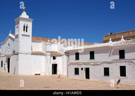 Fornells village church, Menorca, Spain Stock Photo