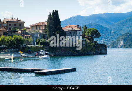 Varenna, Italy - September 4th, 2015: people enjoying themselves in the resort town of Varenna near Lake Como in North Italy. Stock Photo