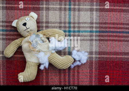 Old Abandoned Sad Teddy Bear Stuffing Stock Photo 484950322