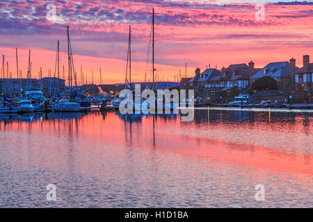 Sovereign Harbour Eastbourne at dusk Sunset Stock Photo