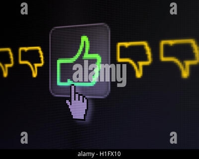 Social network concept: Like, Unlike on digital computer screen Stock Photo