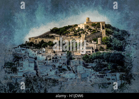 Capdepera castle on green hill in Mallorca Stock Photo