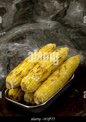 Fresh golden corn with room on top for your type. Stock Photo