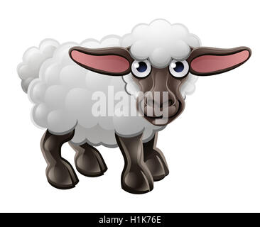 A cartoon cute sheep farm animal character Stock Photo