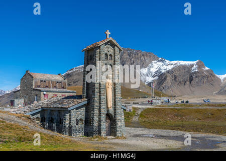 Chapel at the top of the Col de L'Iseran, Savoie, France, Chapelle Notre-Dame-de-Toute-Prudence Stock Photo