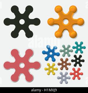 Ring with six rounded arms. Easy to change color. Stock Vector