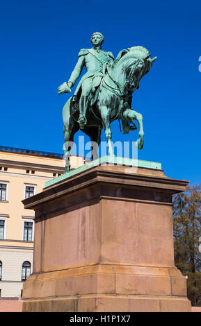 Monarch monument on the square in front of the Royal Palace in Oslo. Norway. Stock Photo