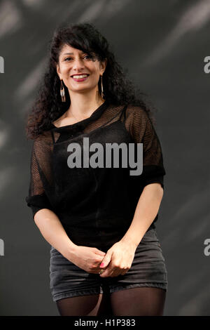 Shaparak 'Shappi' Khorsandi, the British comedian and author of Iranian origin, at the Edinburgh International Book Festival. Edinburgh, Scotland. 18th August 2016 Stock Photo