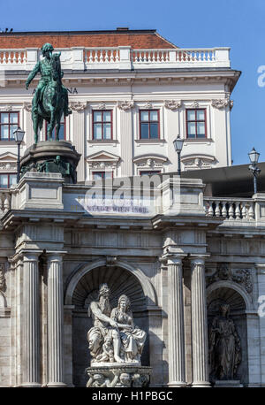 Albertina Museum and Equestrian statue of Archduke Albert (Erzherzog Albrecht),  Vienna, Austria Stock Photo