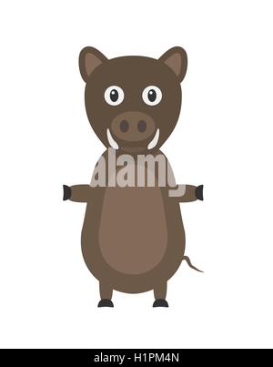 Funny wild boar character Stock Vector