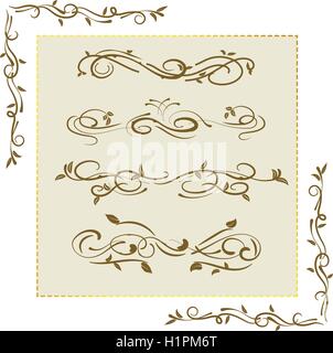 Calligraphy swirls. Decorative graphic elements. Twisted lines. Vintage ...