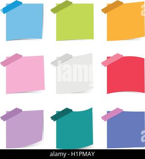 Colorful sticky notepaper on white background Stock Vector