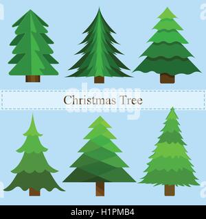 Green christmas tree vector set Stock Vector