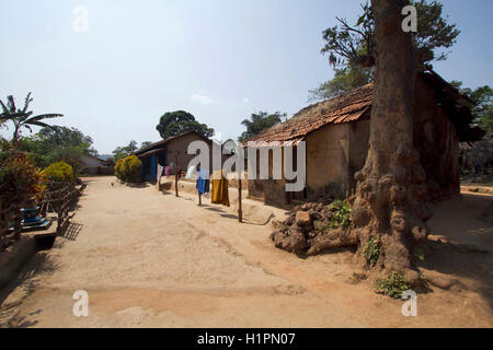 Village street, Kuveshi village, Kali tiger reserve, India Stock Photo