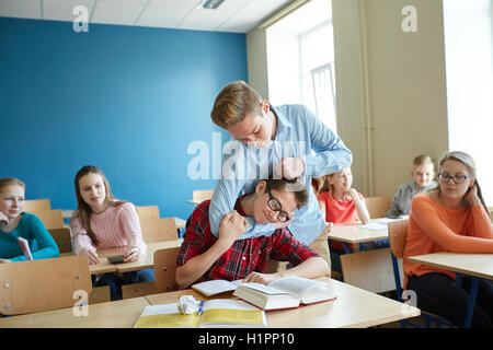 student boy suffering of classmate mockery Stock Photo