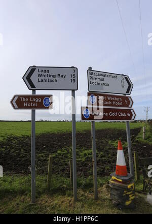 Road sign near Blackwaterfoot Isle of Arran Scotland  September 2016 Stock Photo