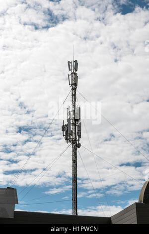 the transmitting antenna on the roof Cellular Stock Photo