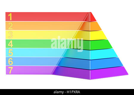 pyramid with color levels, pyramid chart. 3d rendering isolated on white background Stock Photo