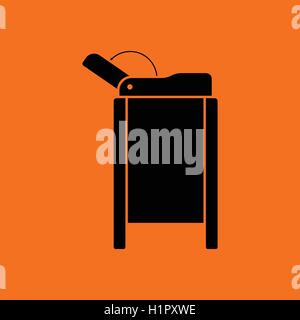 Baby swaddle table icon. Orange background with black. Vector illustration. Stock Vector