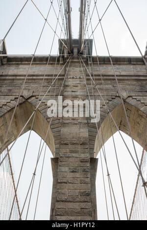 Architectural Detail on the Brooklyn Bridge Stock Photo