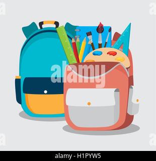 two backpack school bag design Stock Vector