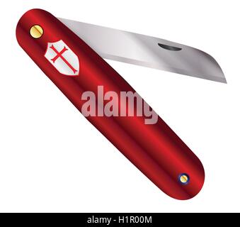 A Swiss style army penknife with blade Stock Vector