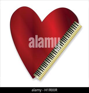 A love heart and piano keys over a white background Stock Vector