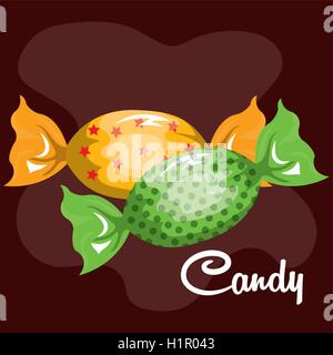 candy sweet green and yellow with chocolate background graphic Stock Vector