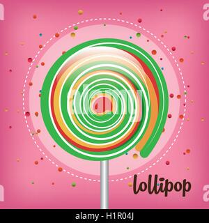 rainbow lollipop pink background Stock Vector