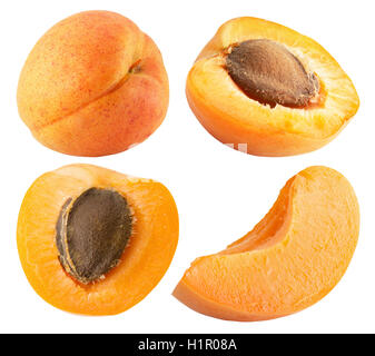 collection of apricots isolated on the white background. Stock Photo