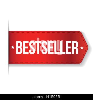Bestseller red ribbon vector Stock Vector