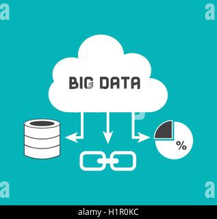 big data center flat icons Stock Vector